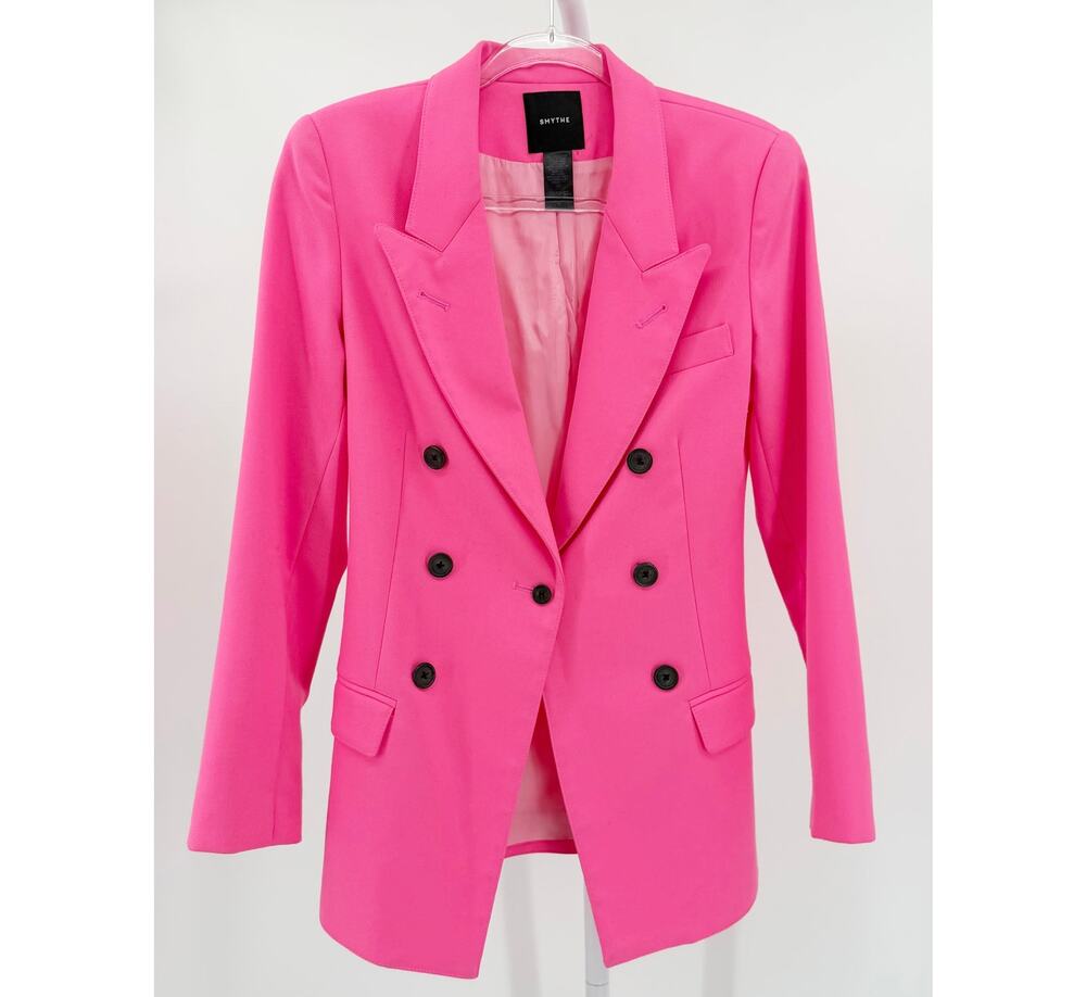 Smythe Shocking Pink Not A DB Blazer Peaked Lapel Single Button Jacket Size 8